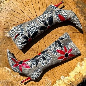 Escada Pony Hair and Leather Floral Exotic Boots